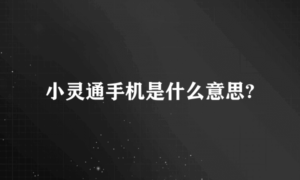 小灵通手机是什么意思?