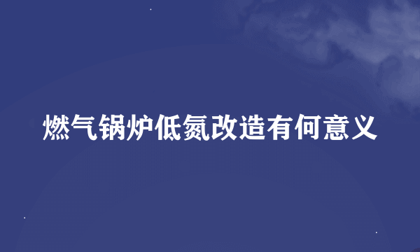 燃气锅炉低氮改造有何意义