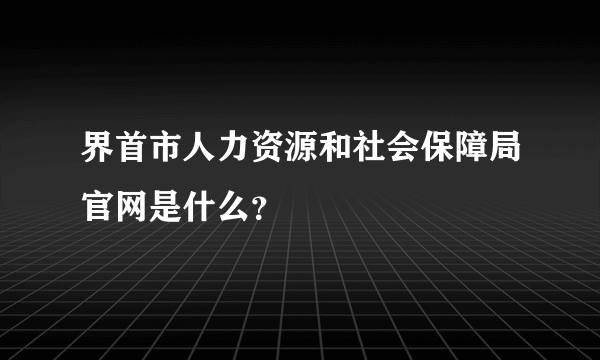 界首市人力资源和社会保障局官网是什么？