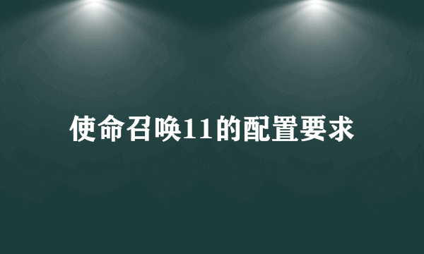 使命召唤11的配置要求