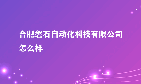 合肥磐石自动化科技有限公司怎么样