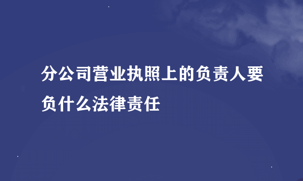 分公司营业执照上的负责人要负什么法律责任