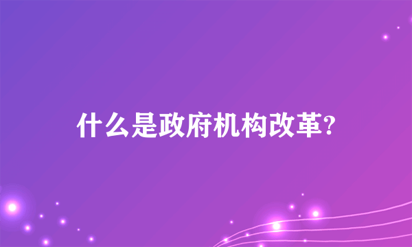 什么是政府机构改革?