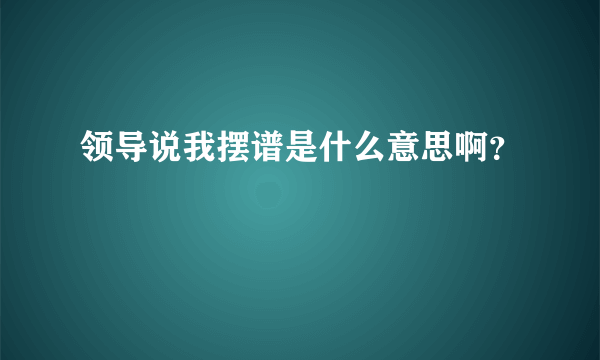 领导说我摆谱是什么意思啊？