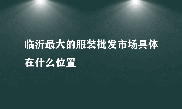 临沂最大的服装批发市场具体在什么位置