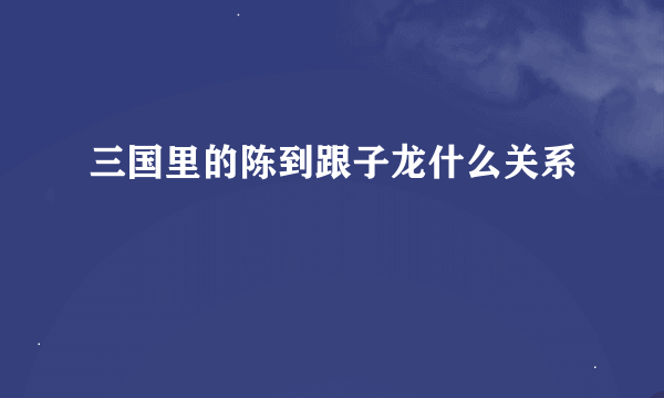 三国里的陈到跟子龙什么关系