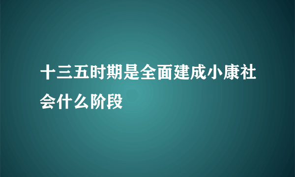 十三五时期是全面建成小康社会什么阶段