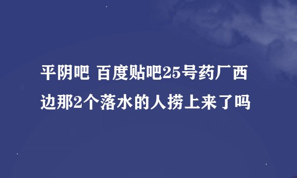 平阴吧 百度贴吧25号药厂西边那2个落水的人捞上来了吗