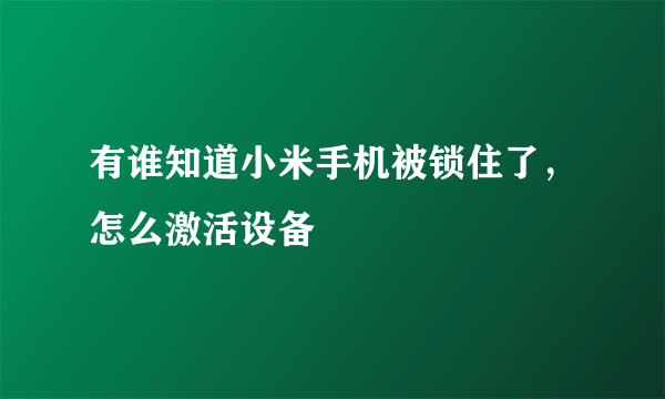 有谁知道小米手机被锁住了，怎么激活设备