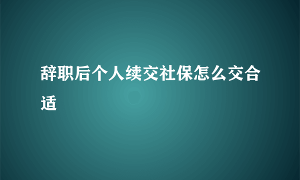 辞职后个人续交社保怎么交合适