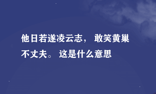 他日若遂凌云志， 敢笑黄巢不丈夫。 这是什么意思