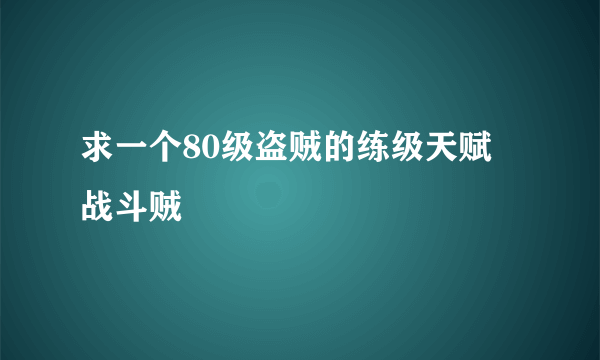 求一个80级盗贼的练级天赋 战斗贼