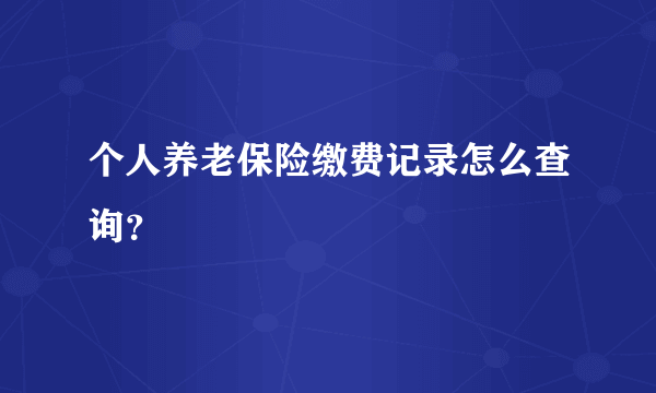 个人养老保险缴费记录怎么查询？