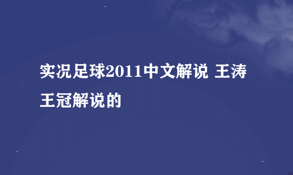 实况足球2011中文解说 王涛王冠解说的