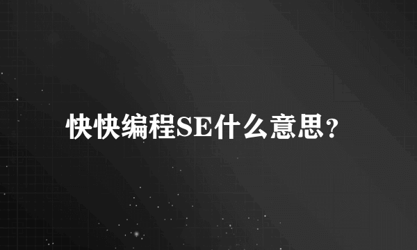 快快编程SE什么意思？