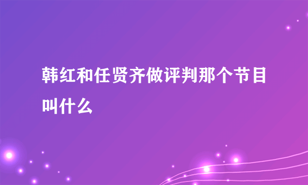 韩红和任贤齐做评判那个节目叫什么