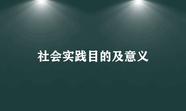 社会实践目的及意义