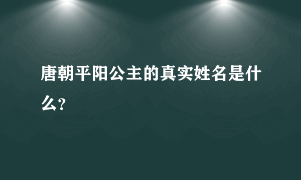 唐朝平阳公主的真实姓名是什么？