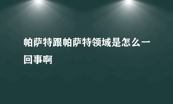 帕萨特跟帕萨特领域是怎么一回事啊