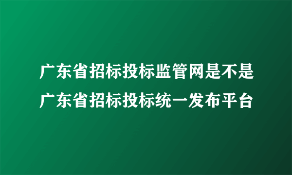 广东省招标投标监管网是不是广东省招标投标统一发布平台