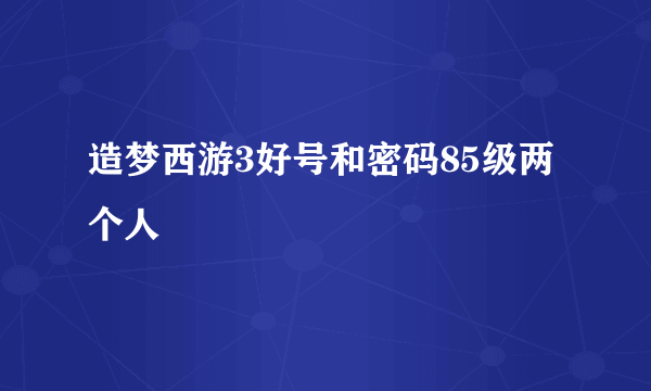 造梦西游3好号和密码85级两个人