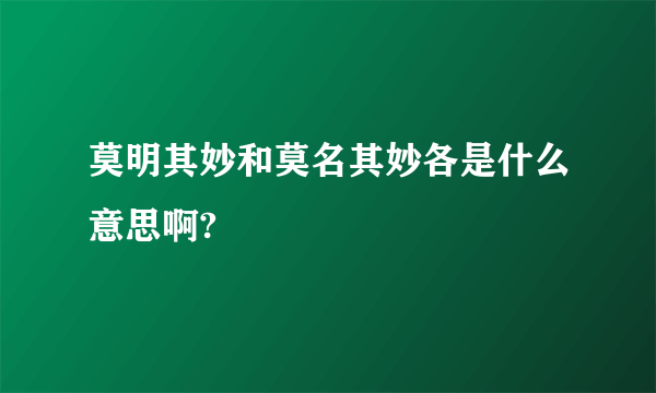 莫明其妙和莫名其妙各是什么意思啊?