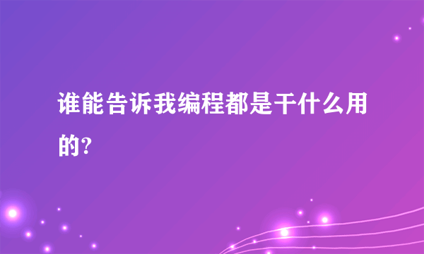 谁能告诉我编程都是干什么用的?