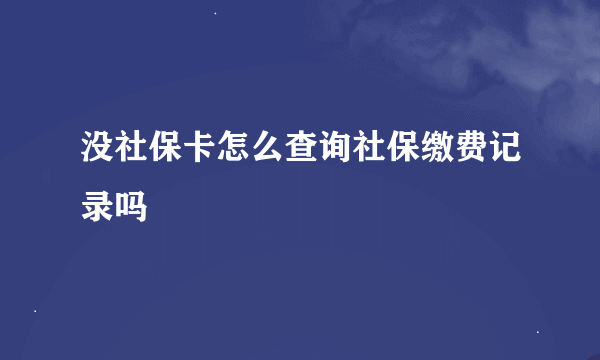 没社保卡怎么查询社保缴费记录吗