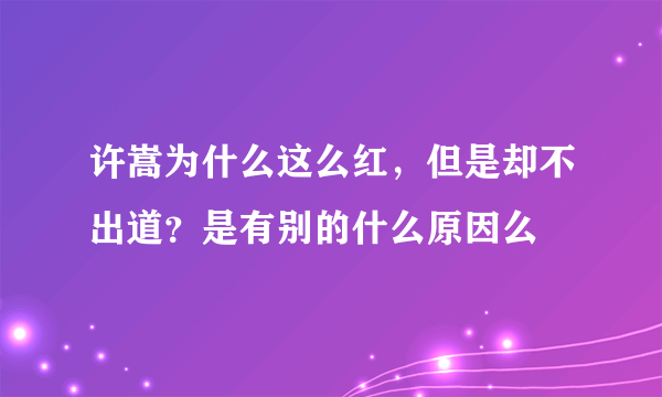 许嵩为什么这么红，但是却不出道？是有别的什么原因么