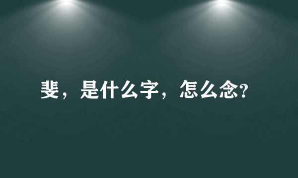 斐，是什么字，怎么念？