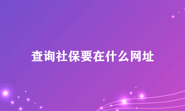 查询社保要在什么网址