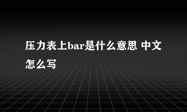 压力表上bar是什么意思 中文怎么写