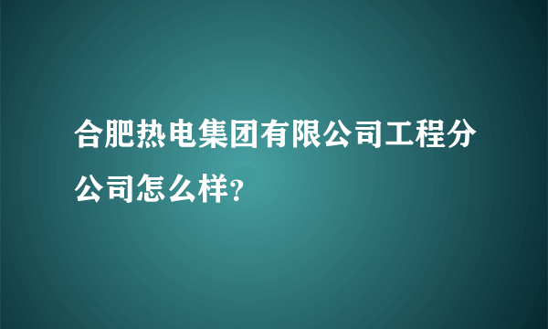 合肥热电集团有限公司工程分公司怎么样？