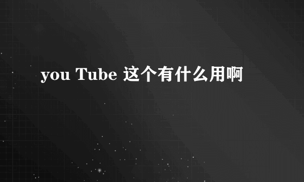 you Tube 这个有什么用啊