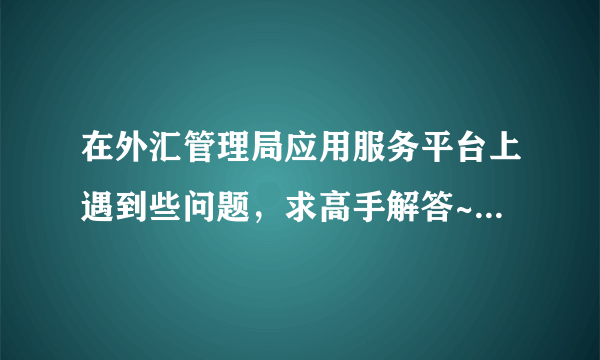 在外汇管理局应用服务平台上遇到些问题，求高手解答~~~~谢啦