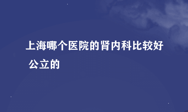 上海哪个医院的肾内科比较好 公立的