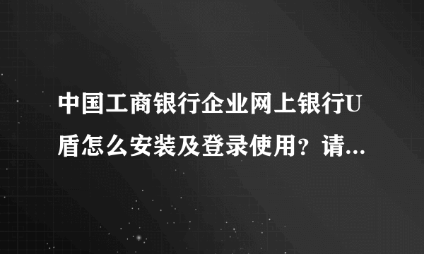 中国工商银行企业网上银行U盾怎么安装及登录使用？请详解，谢谢。