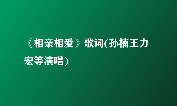 《相亲相爱》歌词(孙楠王力宏等演唱)