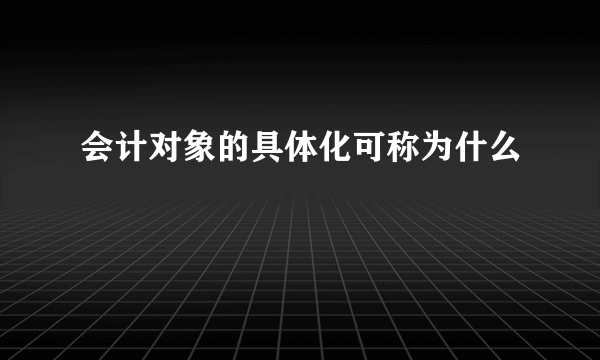 会计对象的具体化可称为什么