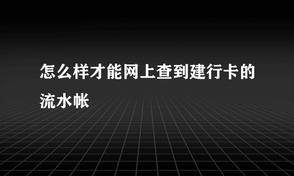 怎么样才能网上查到建行卡的流水帐