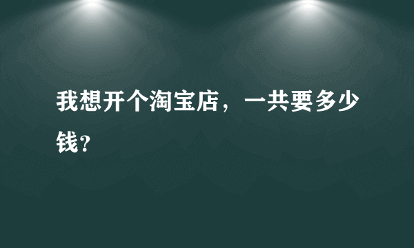 我想开个淘宝店，一共要多少钱？