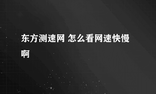 东方测速网 怎么看网速快慢啊