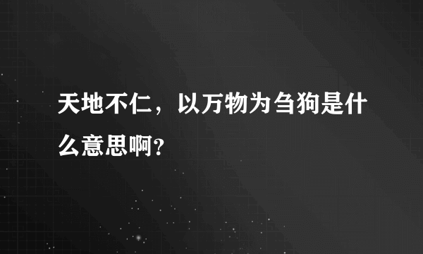 天地不仁，以万物为刍狗是什么意思啊？