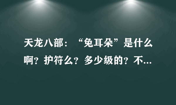 天龙八部：“兔耳朵”是什么啊？护符么？多少级的？不懂不懂不懂不懂