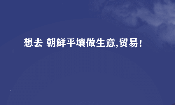 想去 朝鲜平壤做生意,贸易！