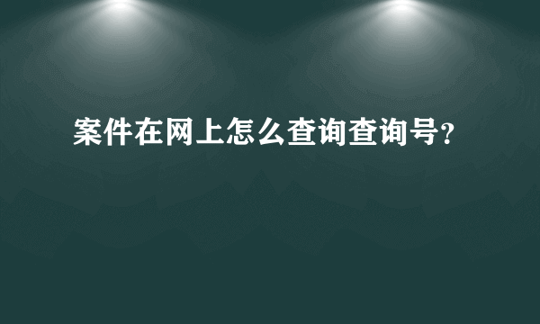 案件在网上怎么查询查询号？