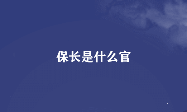 保长是什么官