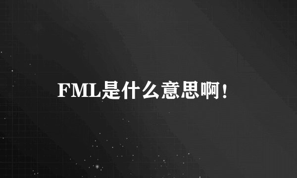 FML是什么意思啊！