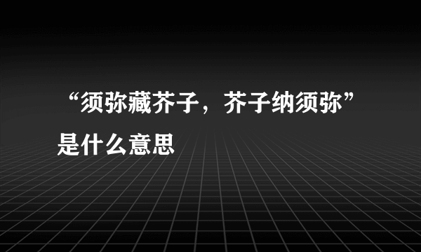 “须弥藏芥子，芥子纳须弥”是什么意思