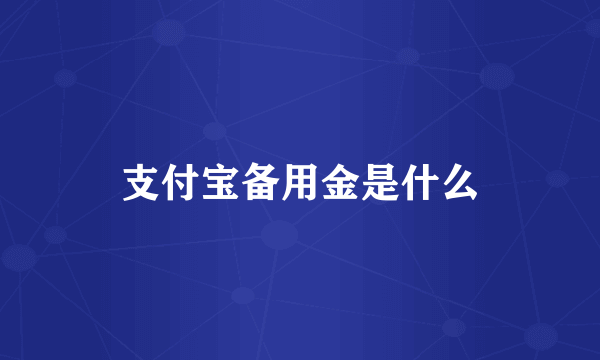 支付宝备用金是什么